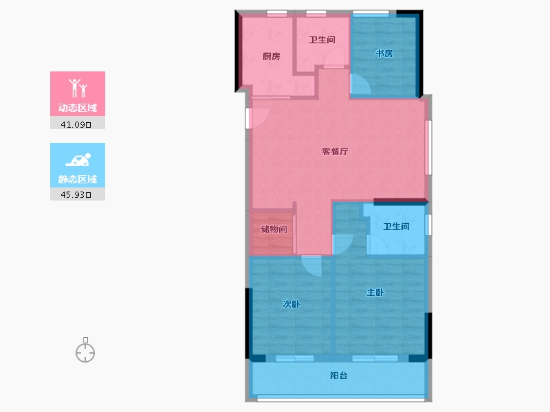 浙江省-宁波市-荣安观棠晴雨府-78.40-户型库-动静分区