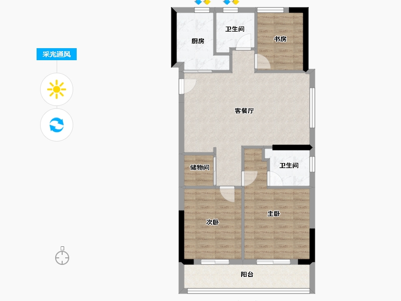 浙江省-宁波市-荣安观棠晴雨府-78.40-户型库-采光通风