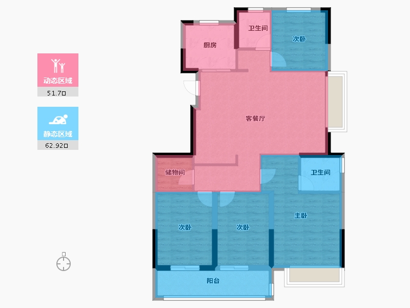 浙江省-宁波市-三里风荷-103.20-户型库-动静分区