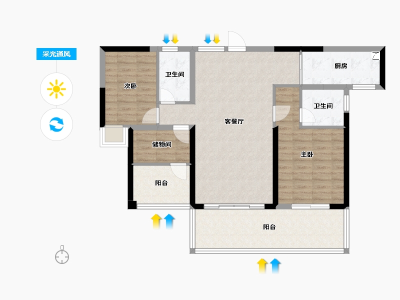 广东省-韶关市-碧桂园太阳城-95.98-户型库-采光通风