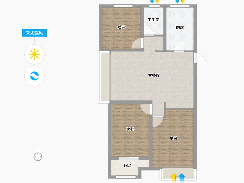 山东省-泰安市-特钢西区-93.60-户型库-采光通风