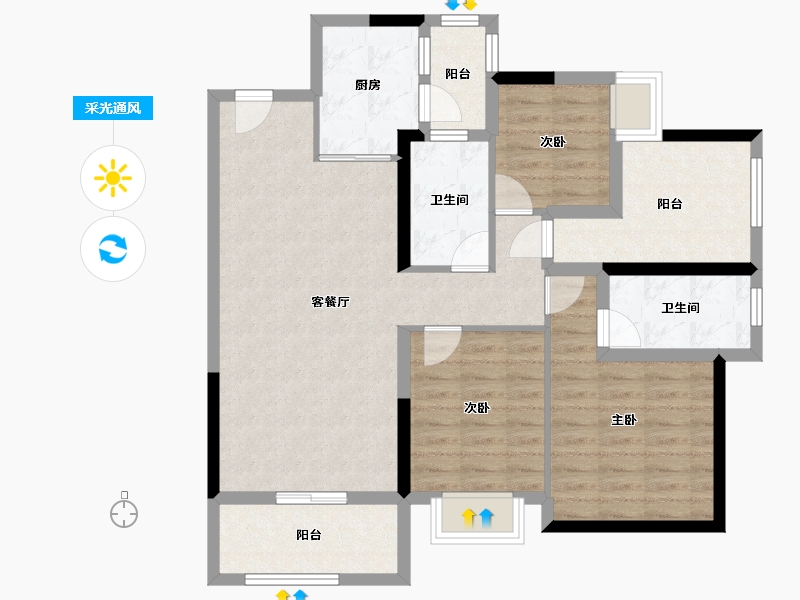 广东省-佛山市-​颐安灏景湾-94.47-户型库-采光通风