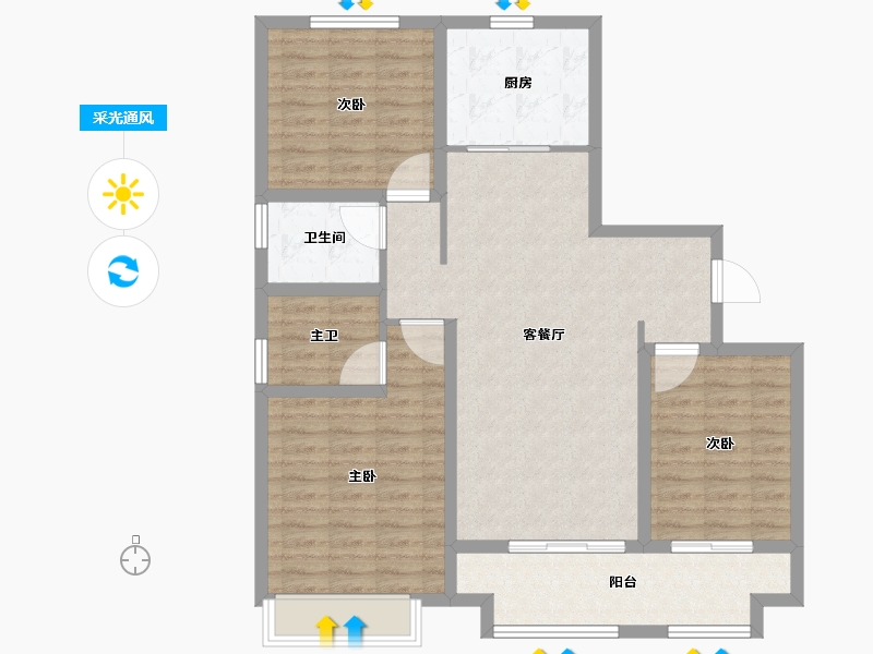 山东省-泰安市-特钢西区-100.80-户型库-采光通风