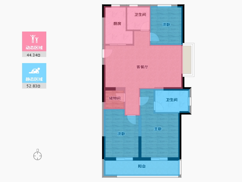 浙江省-宁波市-三里风荷-87.20-户型库-动静分区