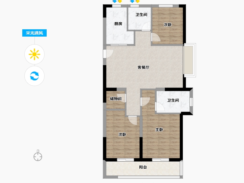 浙江省-宁波市-三里风荷-87.20-户型库-采光通风