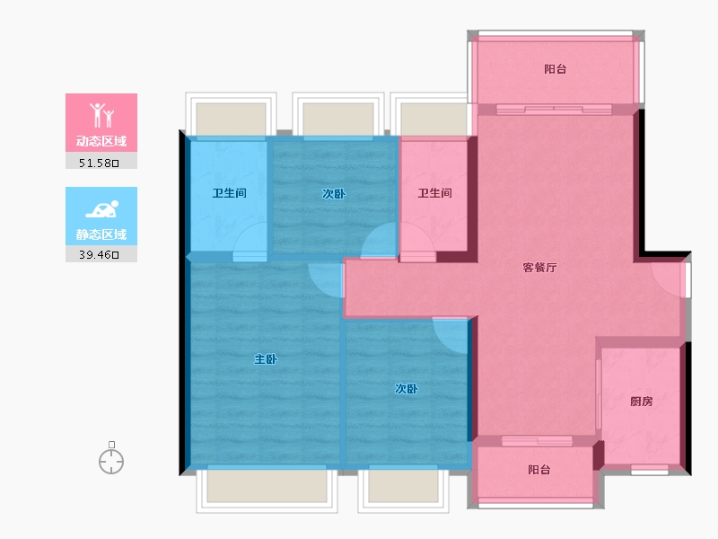 广东省-佛山市-龙光玖云熙园-81.60-户型库-动静分区