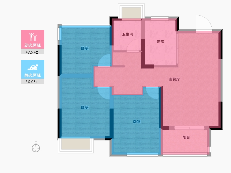 安徽省-合肥市-招商东望府-74.40-户型库-动静分区