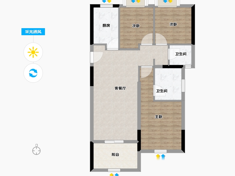 湖北省-武汉市-尚璟瑞府-82.02-户型库-采光通风