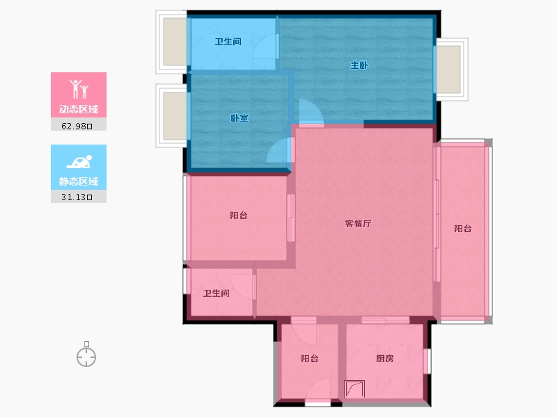 广东省-佛山市-保利时代天珀-84.01-户型库-动静分区