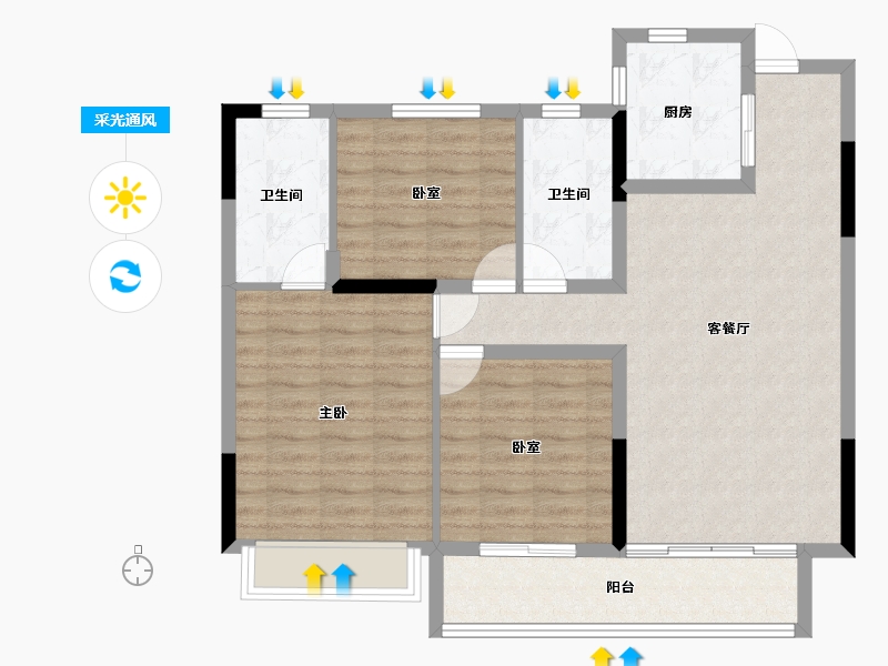 浙江省-嘉兴市-乌镇璟园-92.00-户型库-采光通风