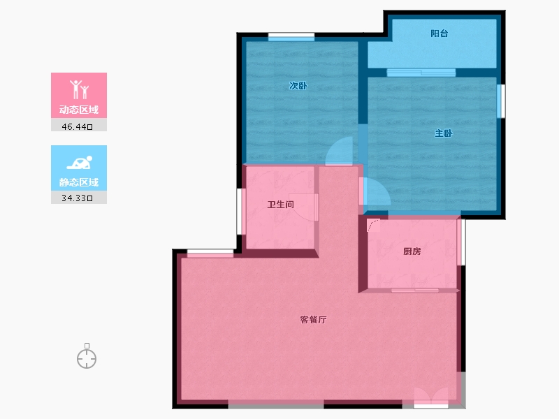 陕西省-西安市-兴庆御苑-72.44-户型库-动静分区