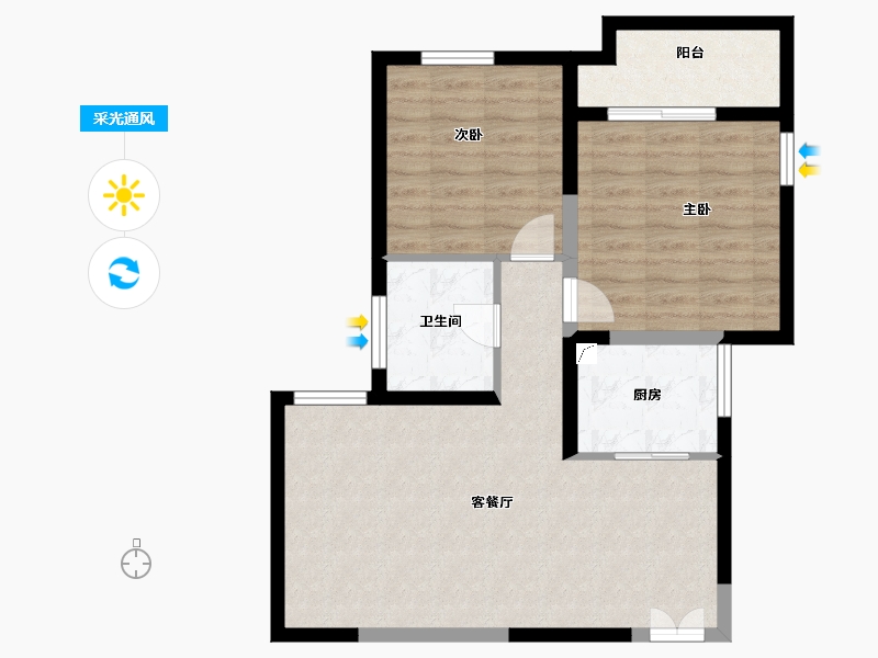 陕西省-西安市-兴庆御苑-72.44-户型库-采光通风