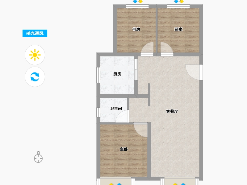 北京-北京市-橡树湾-71.20-户型库-采光通风