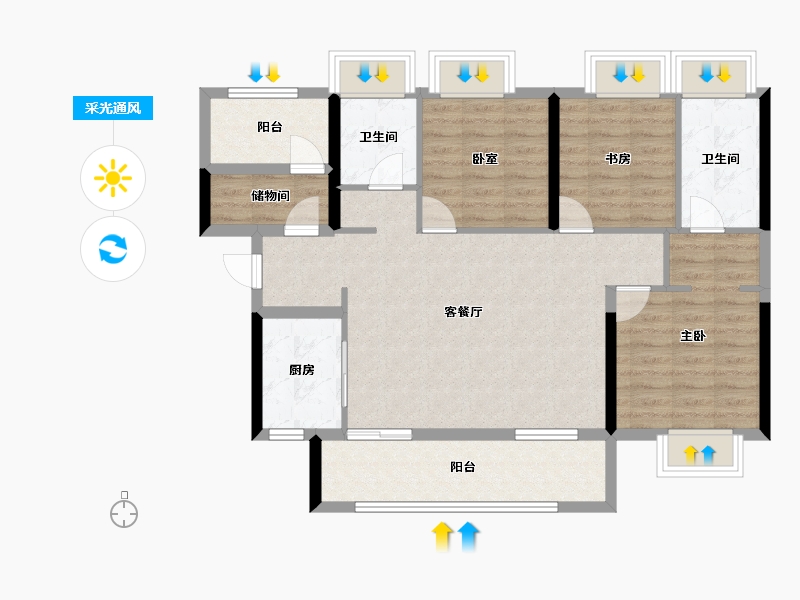 广东省-佛山市-金科卓越集美江湾-94.60-户型库-采光通风