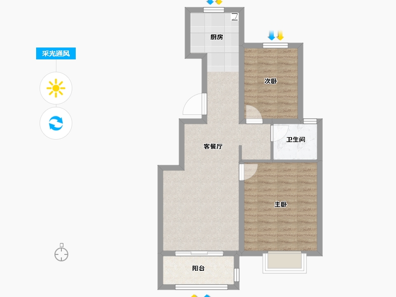 天津-天津市-新城湖畔风华-67.20-户型库-采光通风