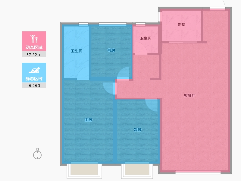 黑龙江省-哈尔滨市-金地峯范-93.99-户型库-动静分区