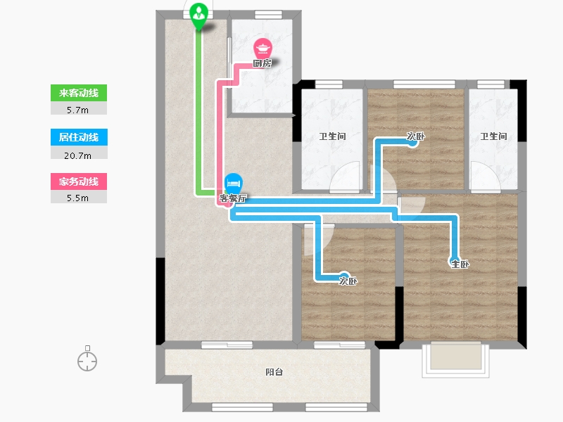 河南省-信阳市-淮滨建业·未来城-90.14-户型库-动静线