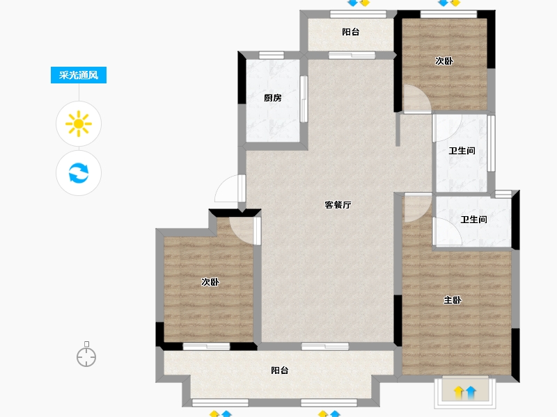 河南省-信阳市-淮滨建业·未来城-100.68-户型库-采光通风