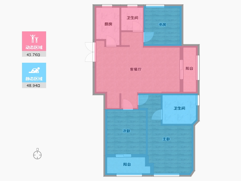 浙江省-金华市-蒲荷花苑-87.00-户型库-动静分区