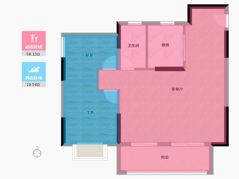 安徽省-合肥市-华地伟星龙川时代-70.40-户型库-动静分区