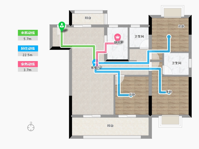 湖北省-宜昌市-金科云玺台-89.57-户型库-动静线