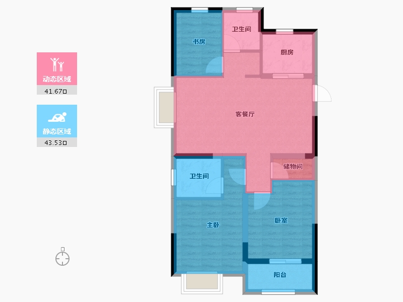 浙江省-嘉兴市-鸿翔天宸府-76.00-户型库-动静分区