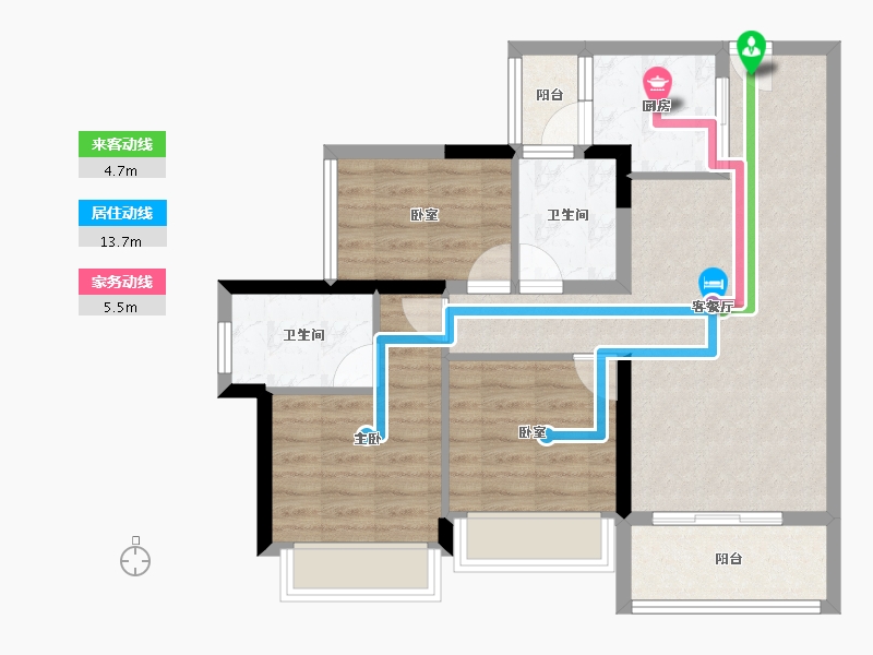 广东省-佛山市-龙光玖云熙园-76.00-户型库-动静线