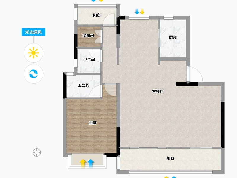 安徽省-合肥市-栢悦湾-98.40-户型库-采光通风