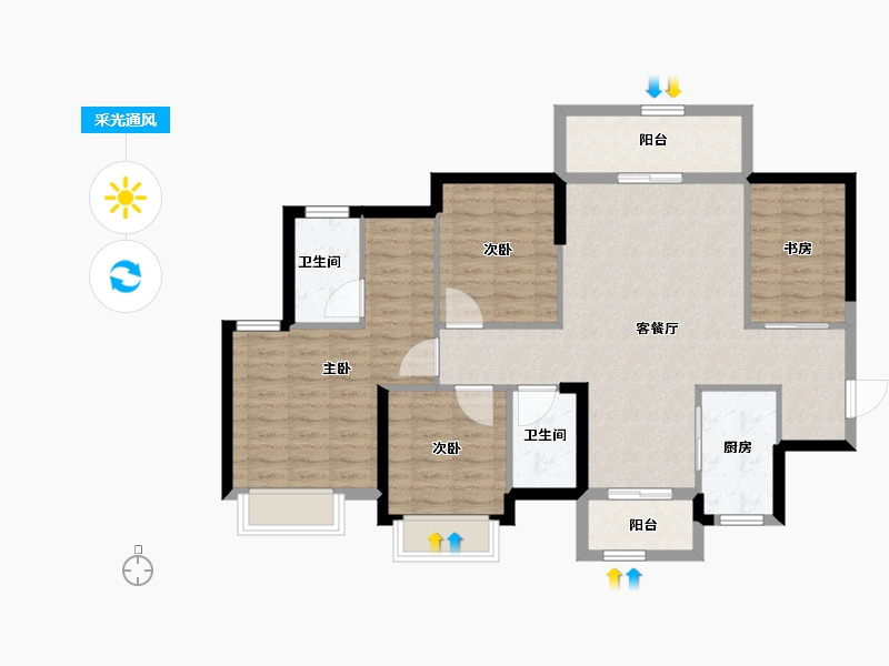 广西壮族自治区-玉林市-玉林绿地城-99.19-户型库-采光通风