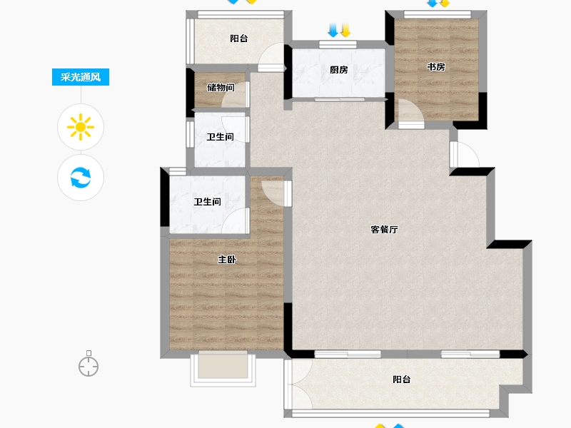 安徽省-合肥市-琥珀东澜赋-96.00-户型库-采光通风