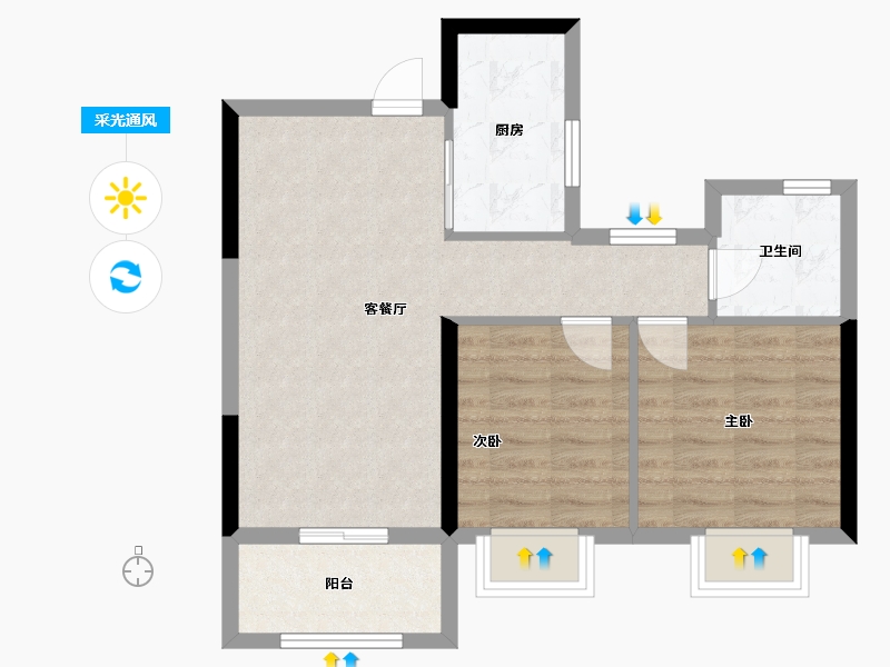 浙江省-嘉兴市-金地云栖湾-60.03-户型库-采光通风