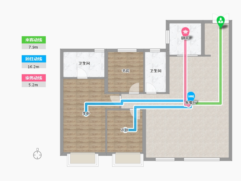 黑龙江省-哈尔滨市-金地峯范-105.18-户型库-动静线