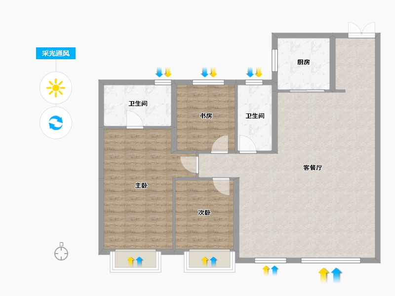 黑龙江省-哈尔滨市-金地峯范-105.18-户型库-采光通风