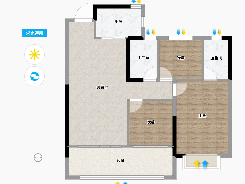 安徽省-合肥市-栢悦湾-96.80-户型库-采光通风