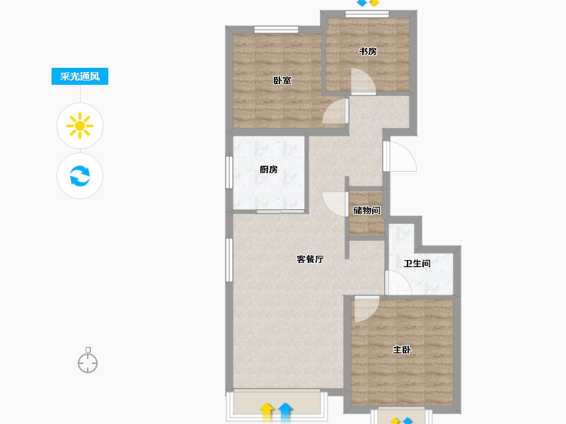 北京-北京市-橡树湾-76.00-户型库-采光通风