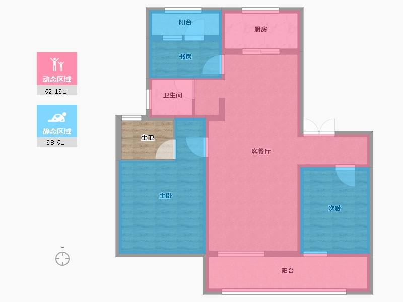 山东省-泰安市-龙城国尊府-92.80-户型库-动静分区