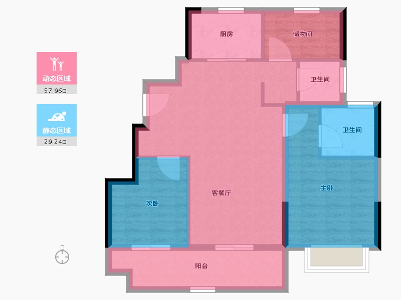 浙江省-宁波市-美的海畔云城-78.24-户型库-动静分区