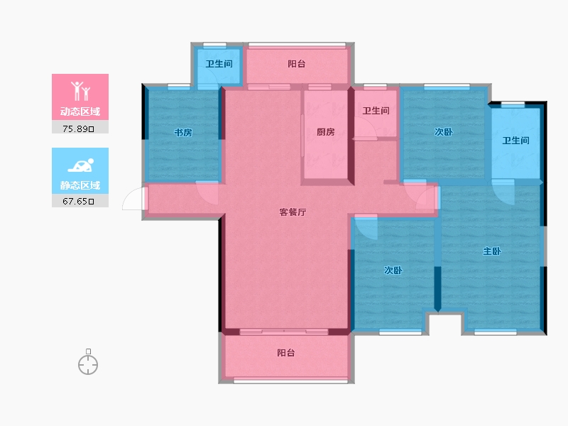 江苏省-泰州市-泰州明发国际广场-128.00-户型库-动静分区