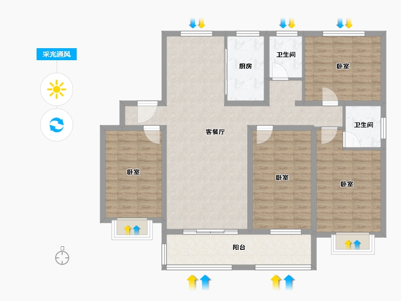 山东省-临沂市-鲁邦华府-118.34-户型库-采光通风