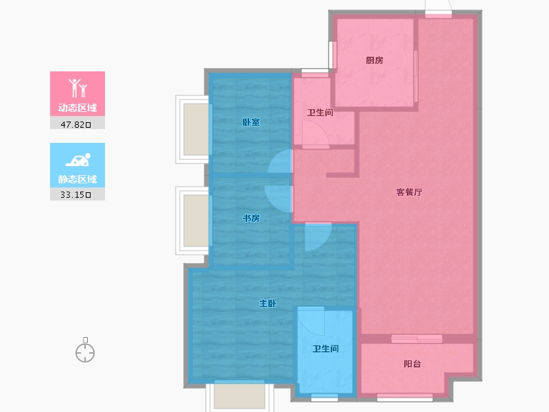 广东省-佛山市-美的玖峰广场-72.78-户型库-动静分区