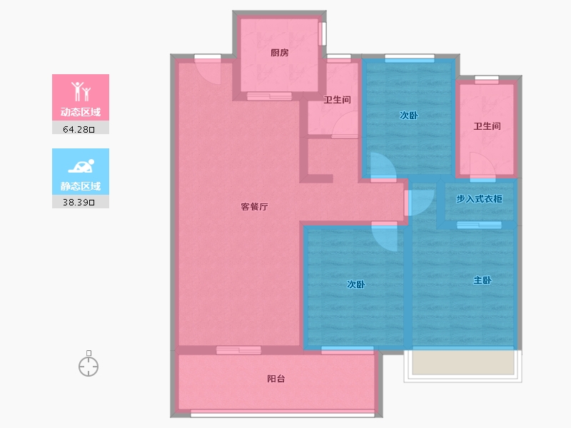 河南省-洛阳市-绿都中梁河风雅叙-89.85-户型库-动静分区