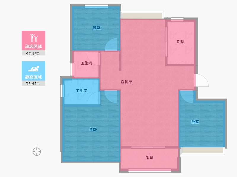 山东省-淄博市-南益名士华府-74.89-户型库-动静分区