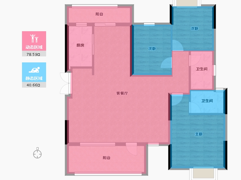 湖北省-宜昌市-金科云玺台-107.36-户型库-动静分区