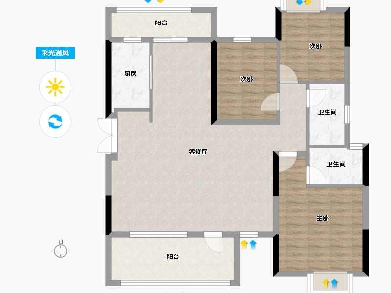 湖北省-宜昌市-金科云玺台-107.36-户型库-采光通风