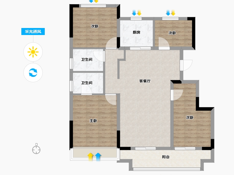 江苏省-徐州市-荷风印月-104.00-户型库-采光通风