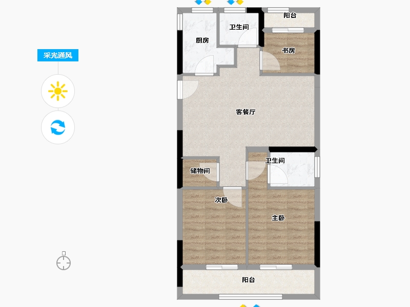 浙江省-宁波市-荣安春和景明-77.68-户型库-采光通风