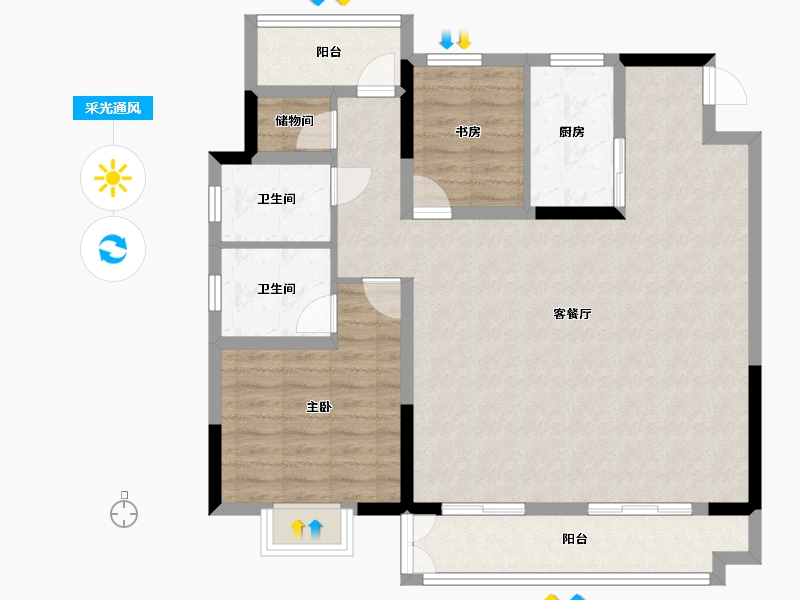 安徽省-合肥市-琥珀东澜赋-100.00-户型库-采光通风