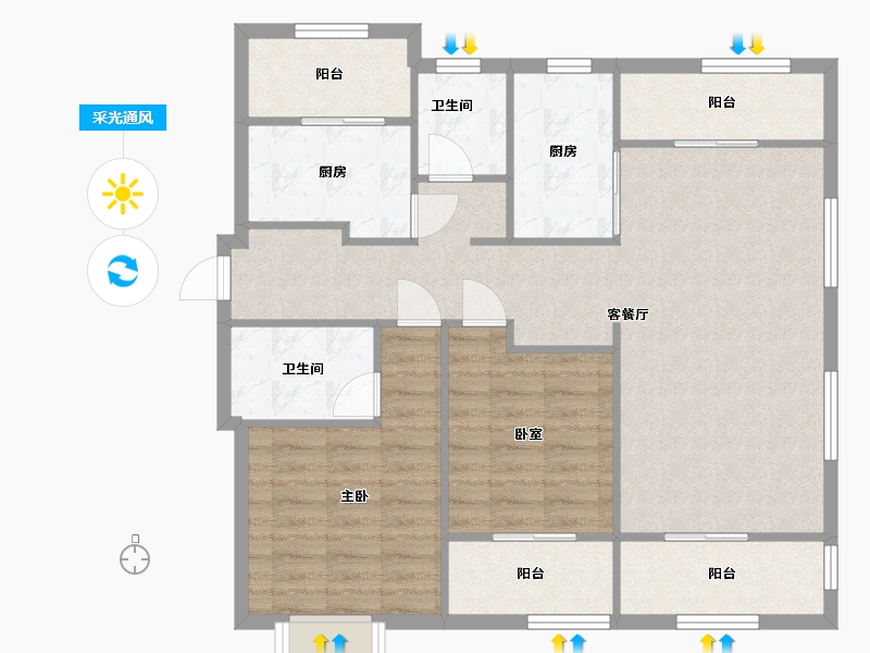 陕西省-西安市-绿地璀璨天城-100.00-户型库-采光通风