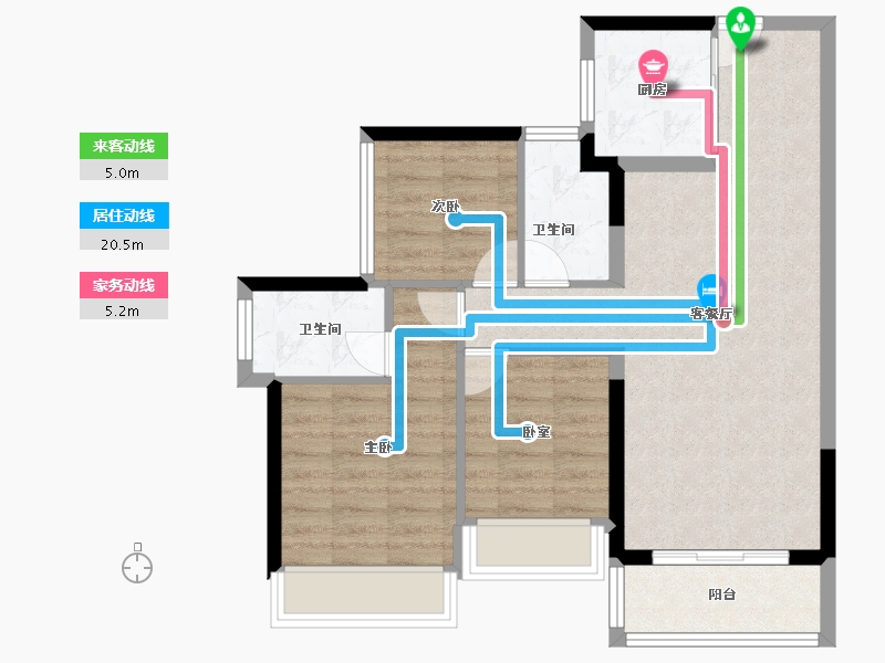 广东省-佛山市-龙光玖云熙园-73.60-户型库-动静线