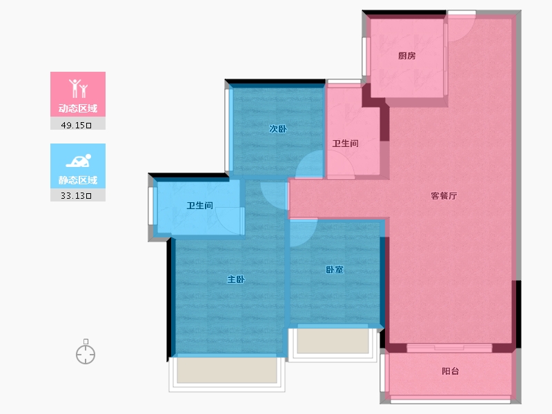 广东省-佛山市-龙光玖云熙园-73.60-户型库-动静分区